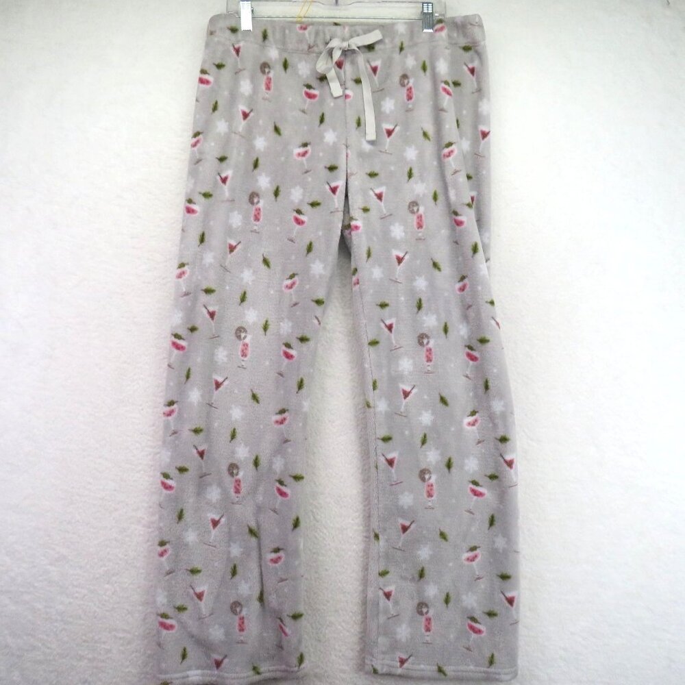 Daydream By Berkshire Pajama Pants Womens Size XL‎ Holiday Cocktail Gray Fleece